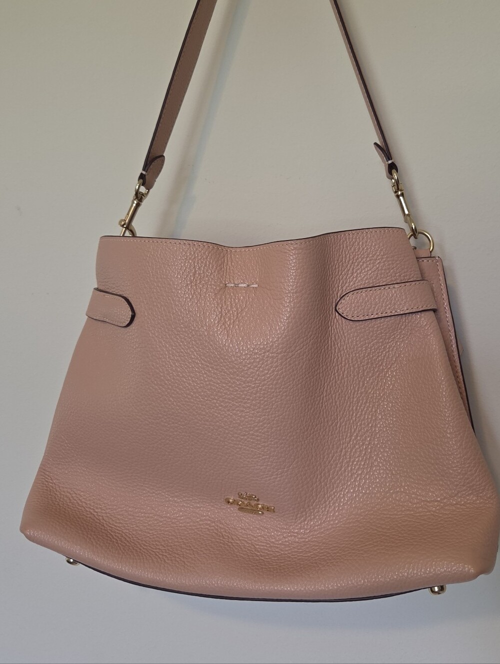 Coach Hanna Pebbled Leather Shoulder Bag in Blush Pink - Picture 14 of 14